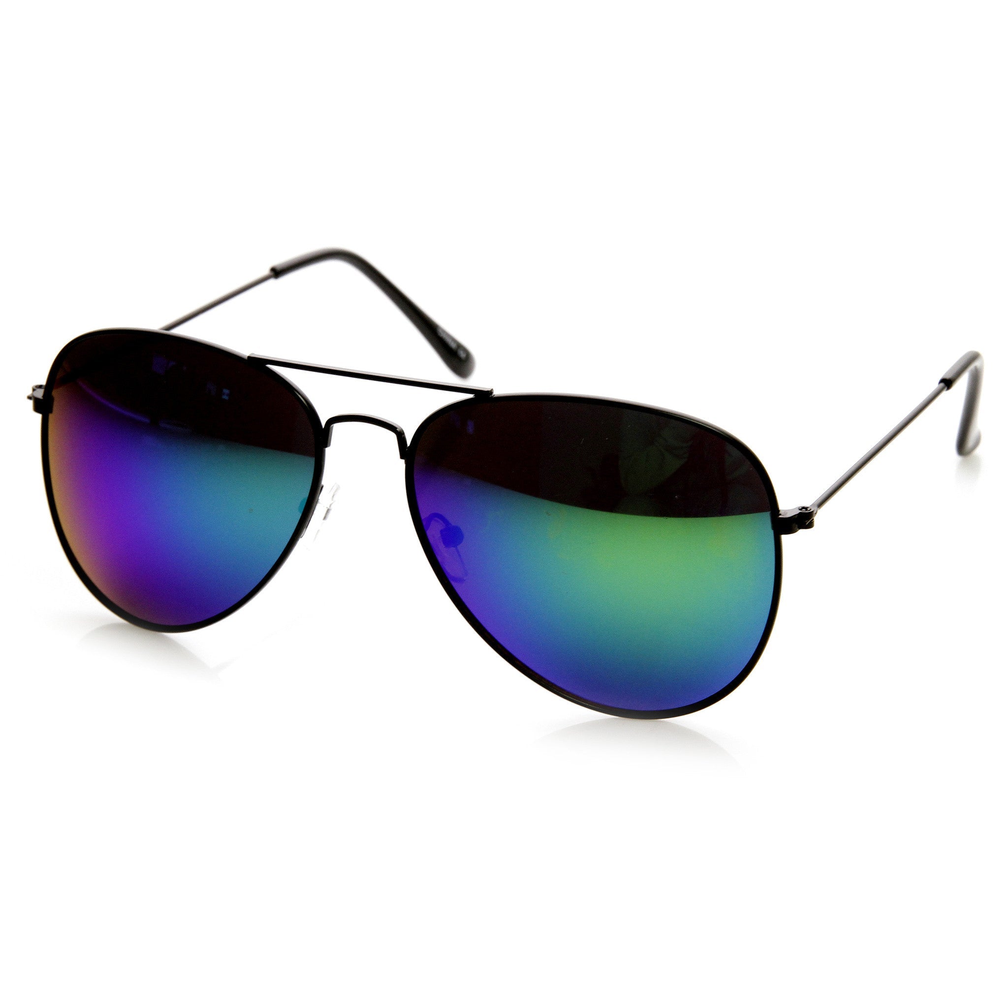 Black Metal Aviator Sunglasses With Flash Revo Lenses 1494 60mm