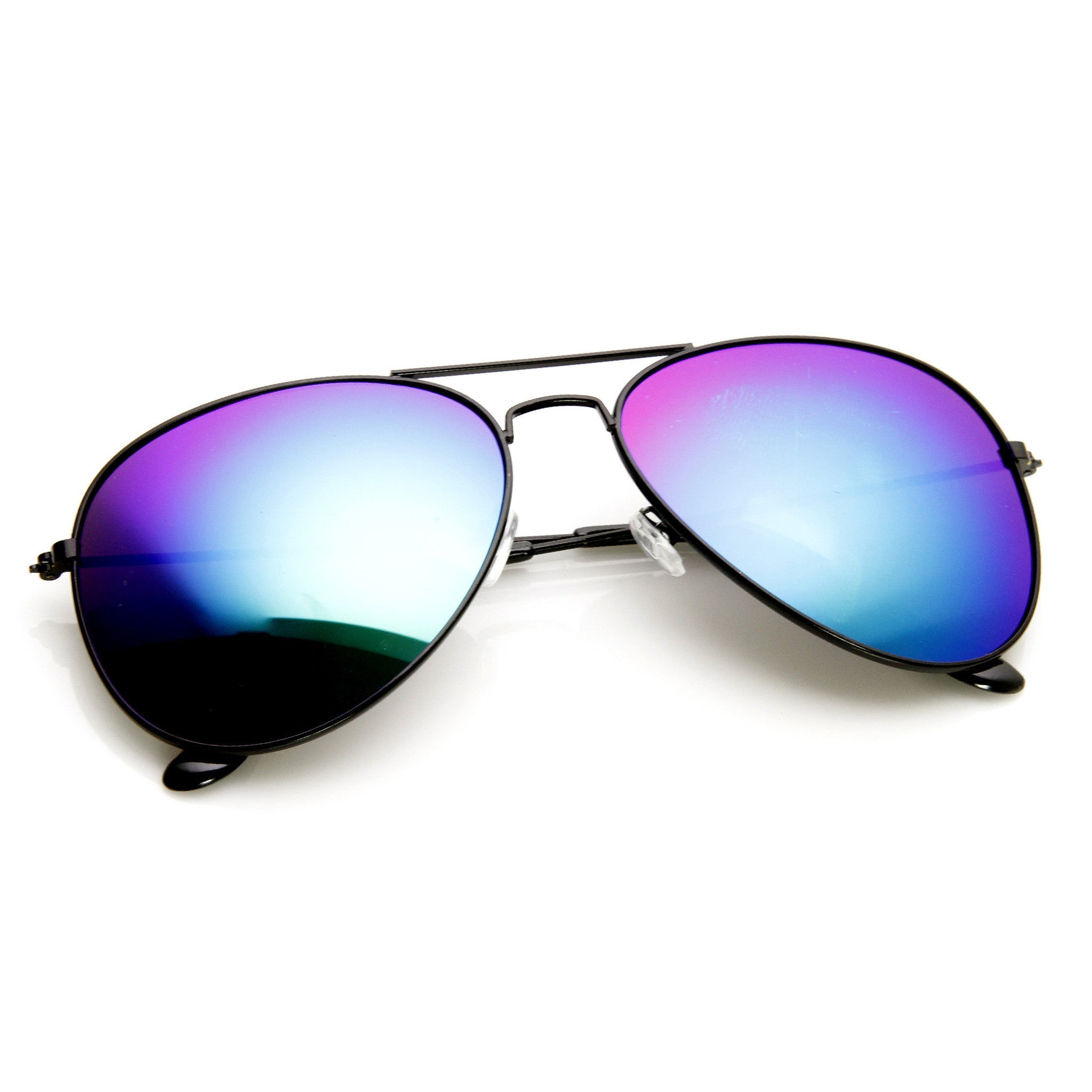 Black Metal Aviator Sunglasses With Flash Revo Lenses 1494 60mm