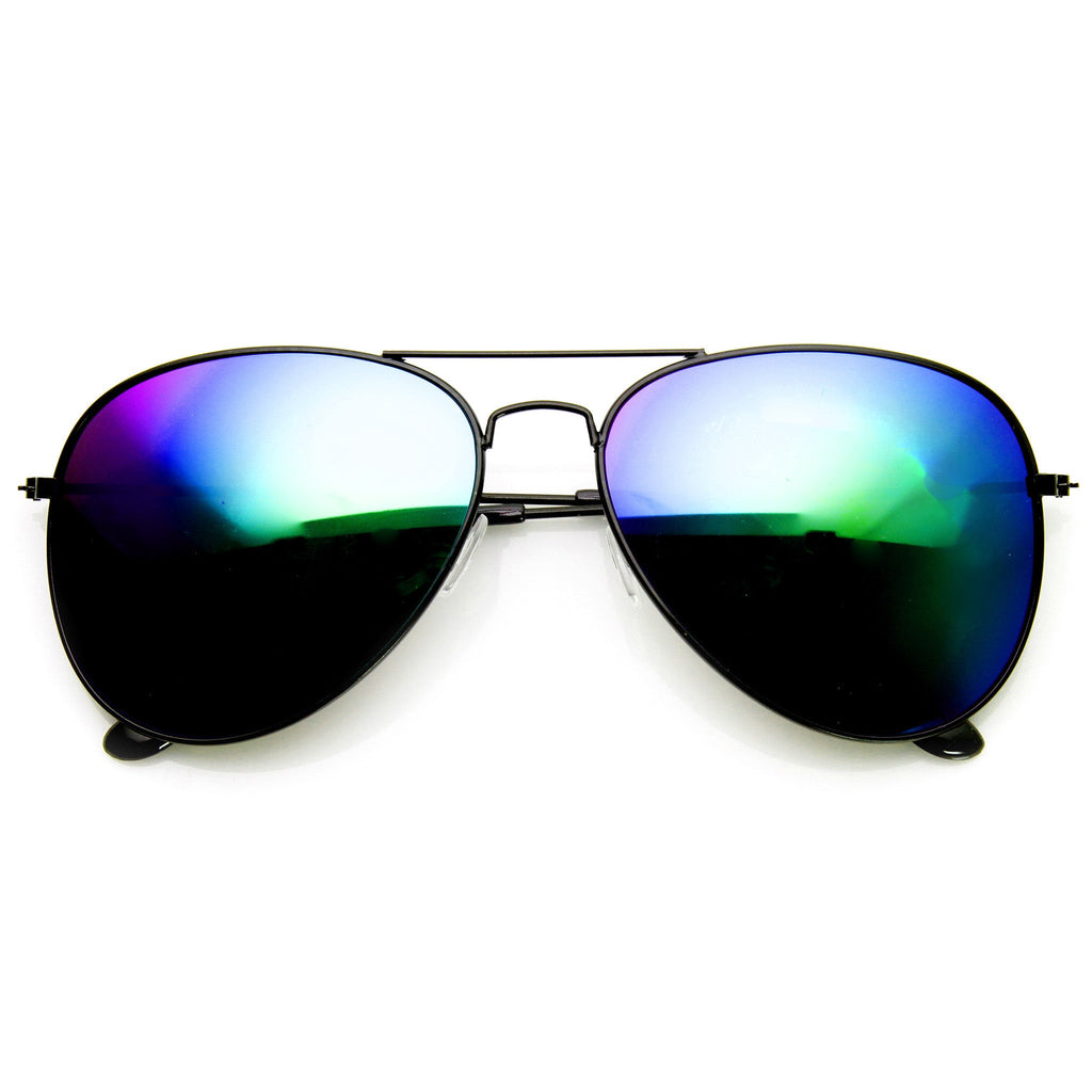 Black Metal Aviator Sunglasses With Flash Revo Lenses 1494 60mm