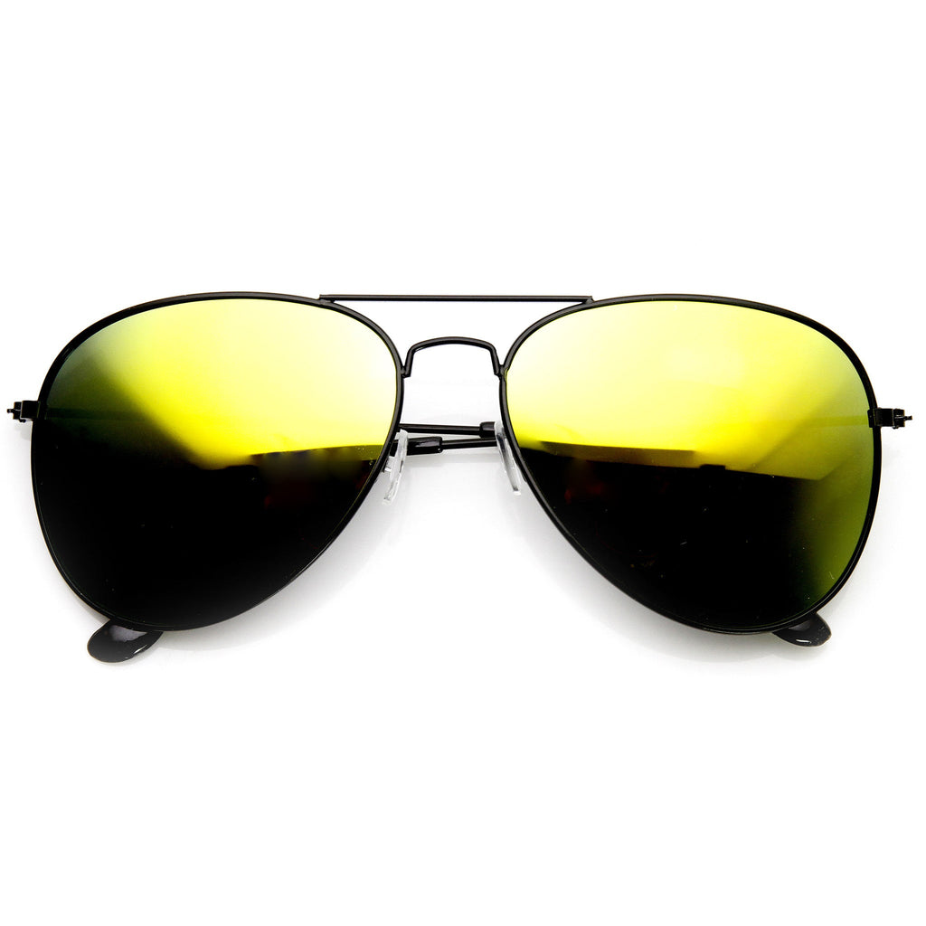 Black Metal Aviator Sunglasses With Flash Revo Lenses 1494 60mm