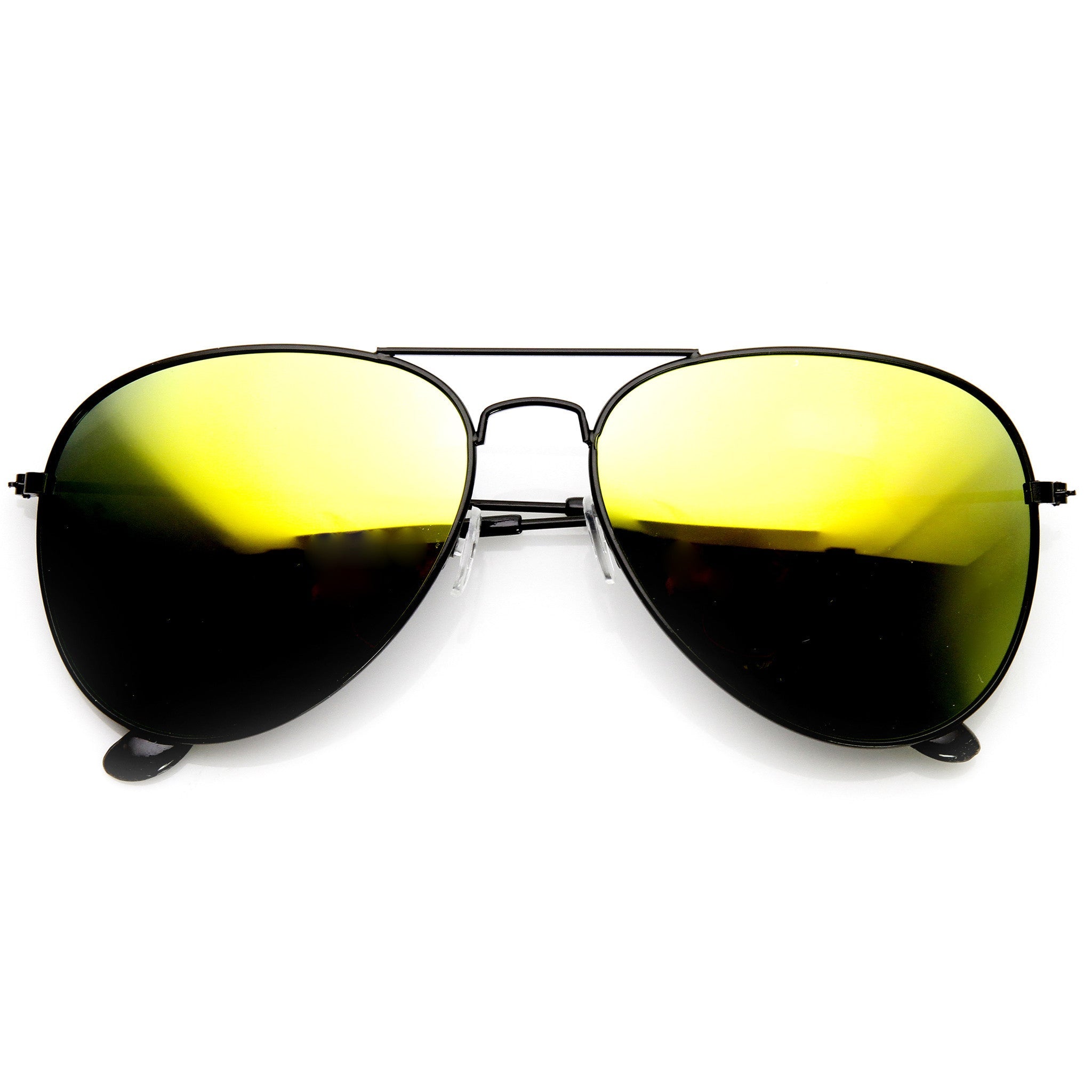 Black Metal Aviator Sunglasses With Flash Revo Lenses 1494 60mm
