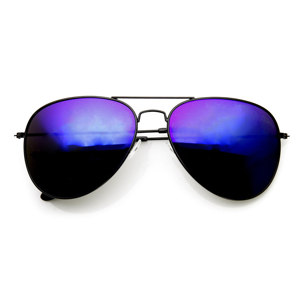 Black Metal Aviator Sunglasses With Flash Revo Lenses 1494 60mm