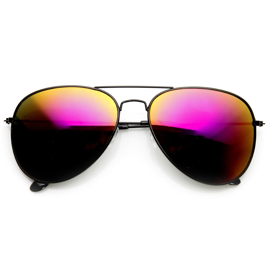 Black Metal Aviator Sunglasses With Flash Revo Lenses 1494 60mm