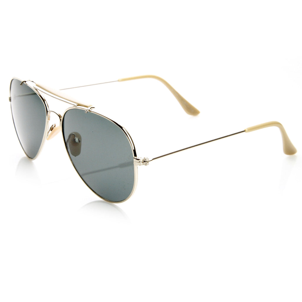 Classic Outdoorsman Style Metal Aviator Sunglasses 55mm 8837