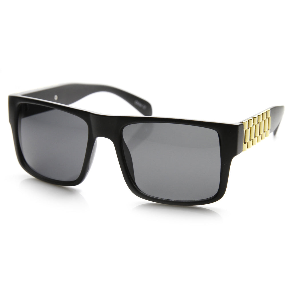 Bold Frame Flat Top Watch Bracelet Band Aviator Sunglasses 9478