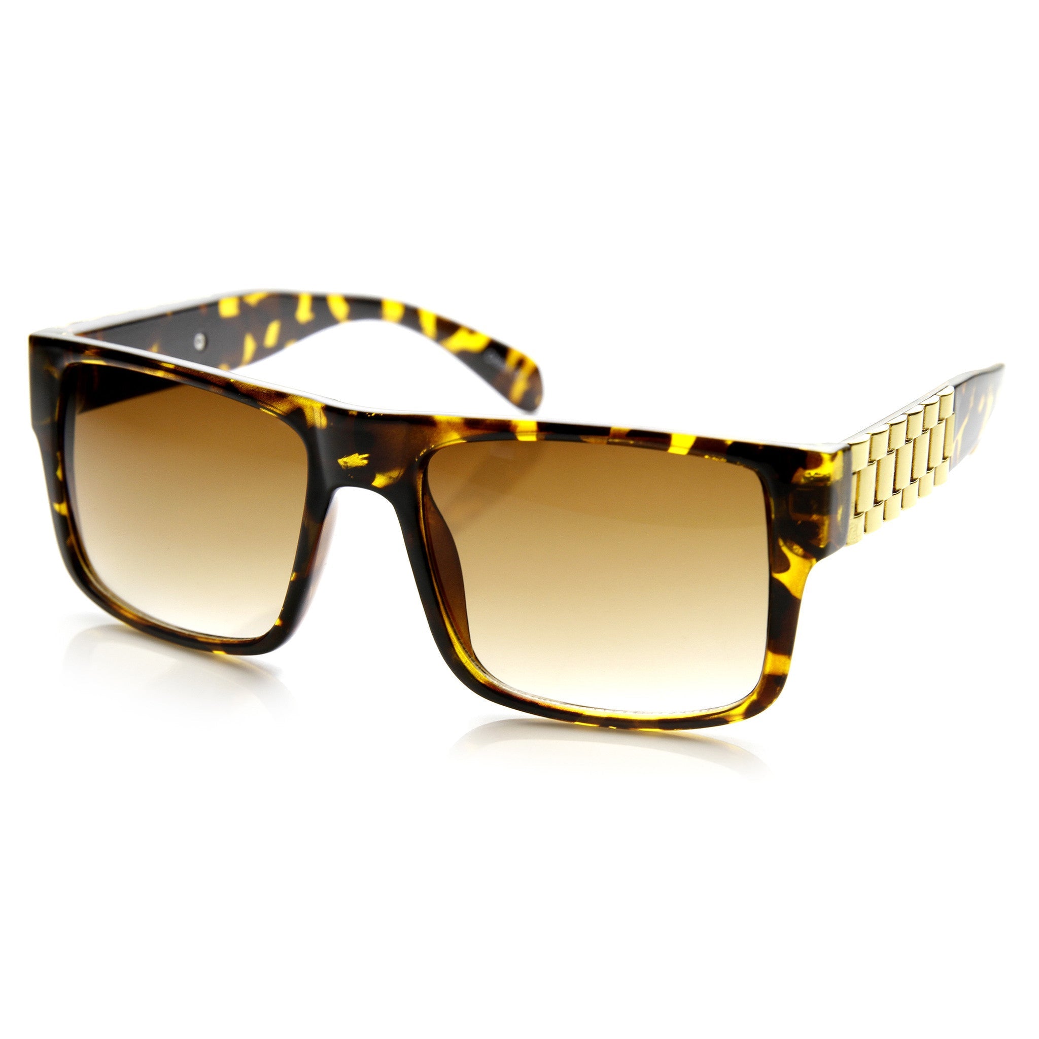 Bold Frame Flat Top Watch Bracelet Band Aviator Sunglasses 9478